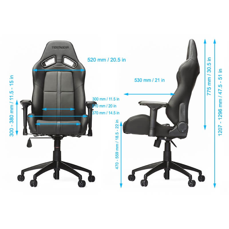 Dimensions du fauteuil gamer SL5000 de Vertagear