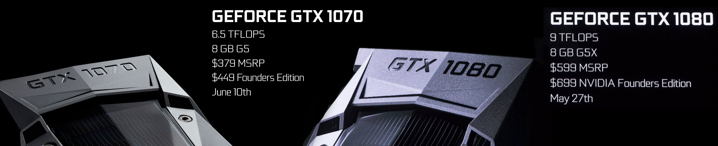 Nvidia caractéristiques GTX 1070 ET GTX 1080